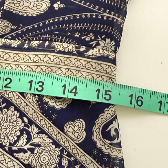 Sheryl Crow Paisley Print V-Neck Maxi Dress Size S Pom-Poms Hippie Boho Gypsy - Picture 9 of 13